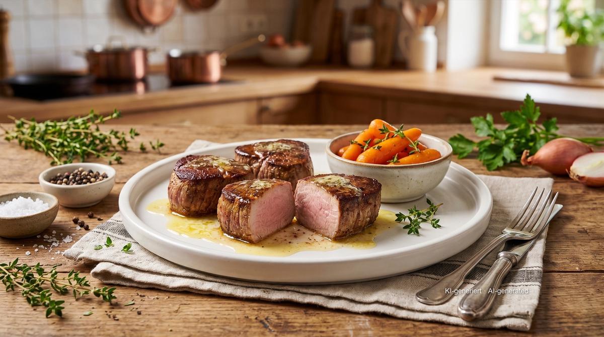 Kalbsmedaillons aus der Heißluftfritteuse – Rezept und Bild mit KI erstellt, redaktionell geprüft