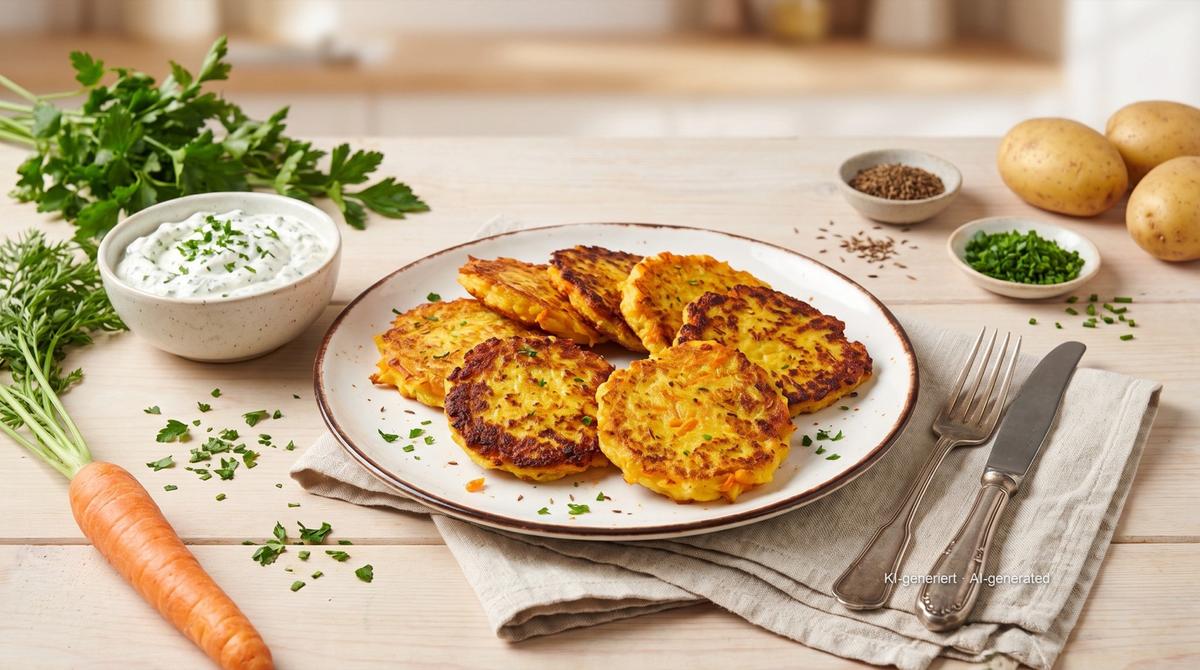 Frittelle di patate e carote in friggitrice ad aria – Rezept und Bild mit KI erstellt, redaktionell geprüft