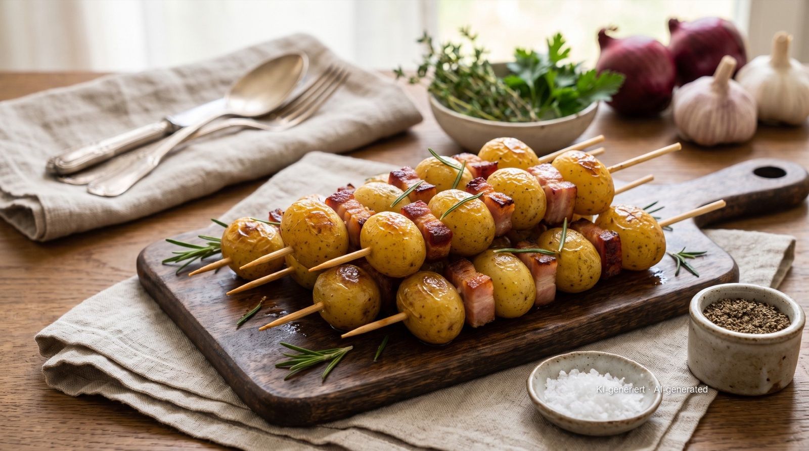 Bramborové špízy se slaninou z horkovzdušné fritézy