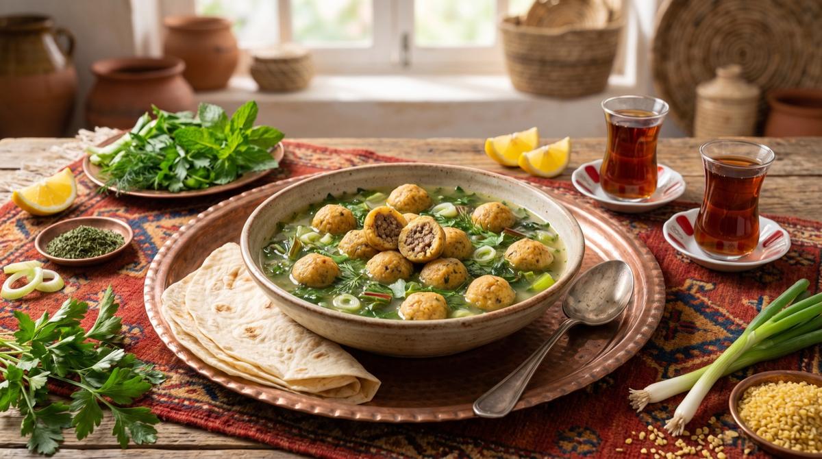 Kiftey brwêş — Lamb Dumplings in Swiss Chard and Herb Broth – Recipe and image AI-created, editorially reviewed