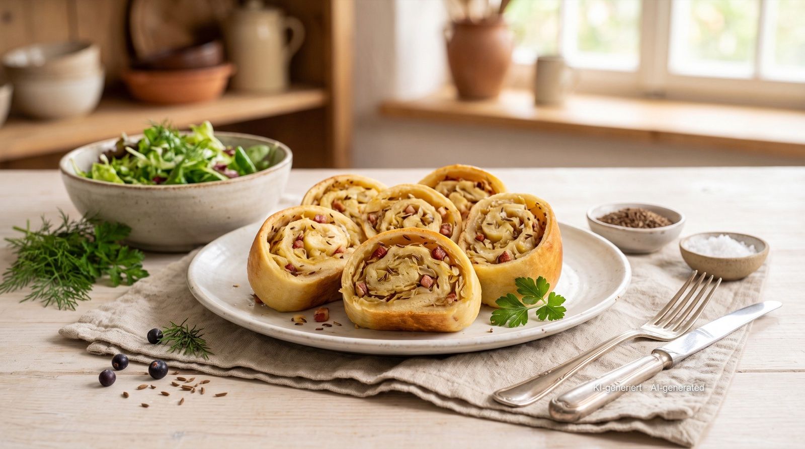 Krautkrapfen (cabbage-filled pasta rolls) from the Airfryer