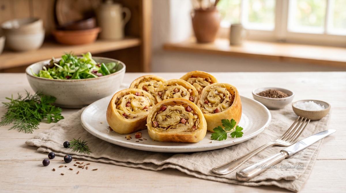 Krautkrapfen (cabbage-filled pasta rolls) from the Airfryer – Recipe and image AI-created, editorially reviewed