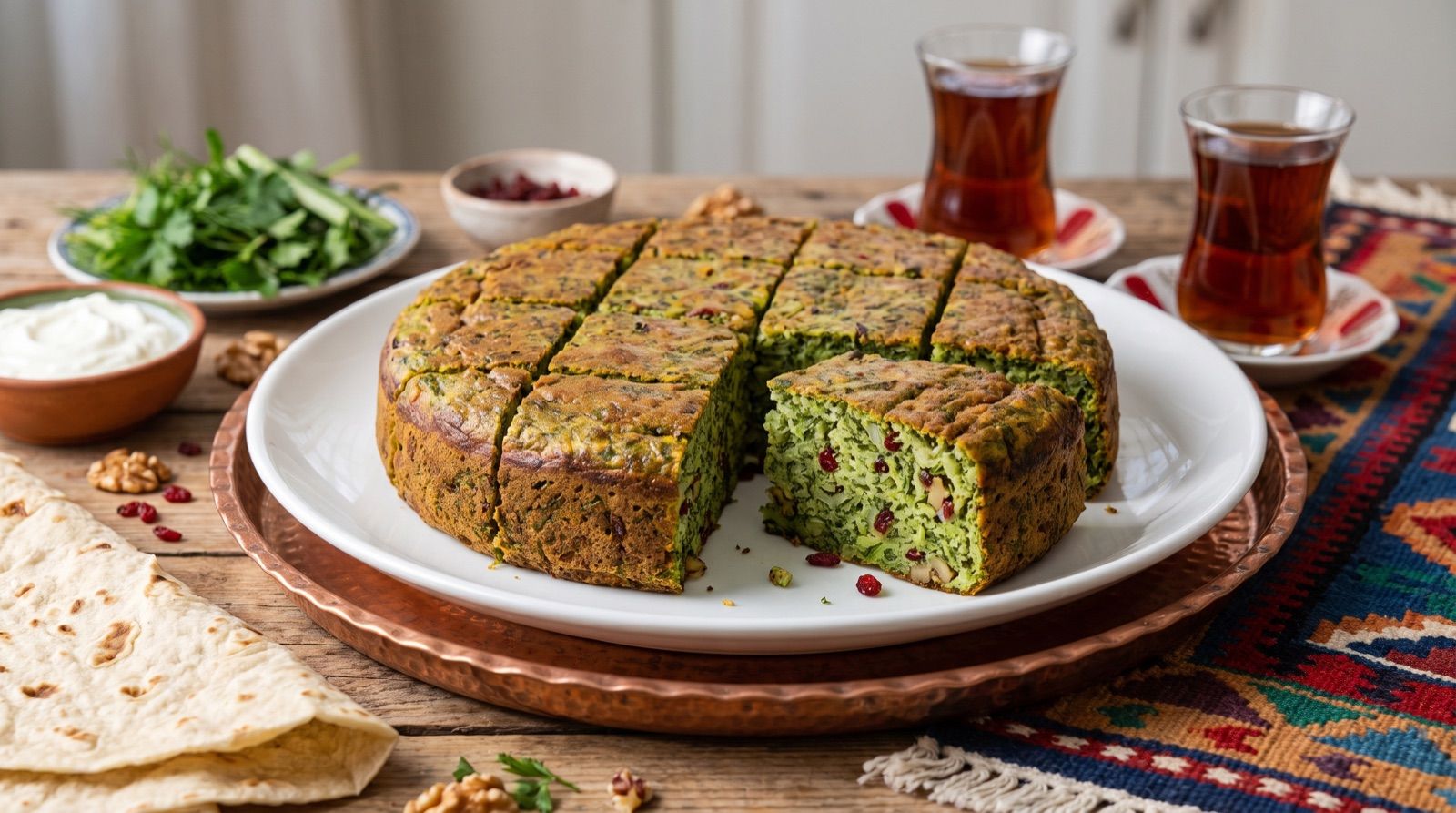 Kukuya kerefsê — Herb and Egg Cake with Celery