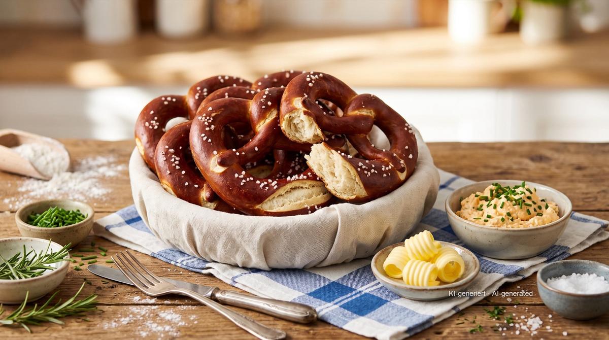 Laugenbrezeln aufbacken in der Heißluftfritteuse – Rezept und Bild mit KI erstellt, redaktionell geprüft