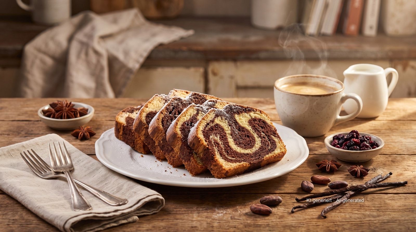 Marble cake in a small tin from the airfryer