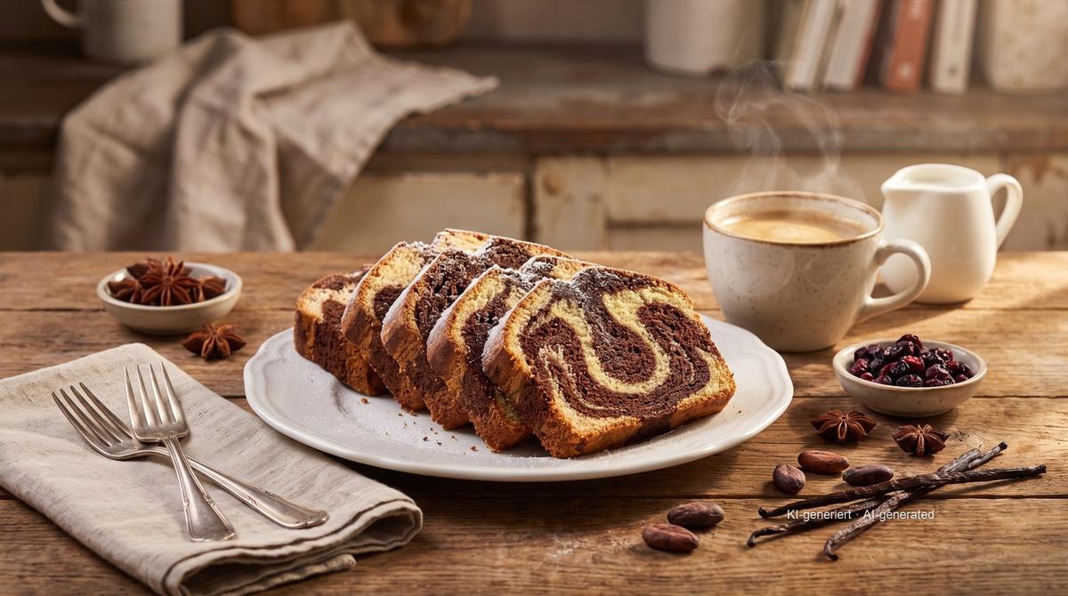Marble cake in a small tin from the airfryer – Recipe and image AI-created, editorially reviewed