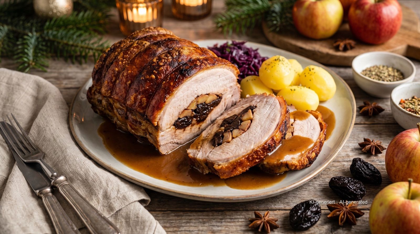 Mecklenburger Rippenbraten (meklenburské plněné vepřové karé)