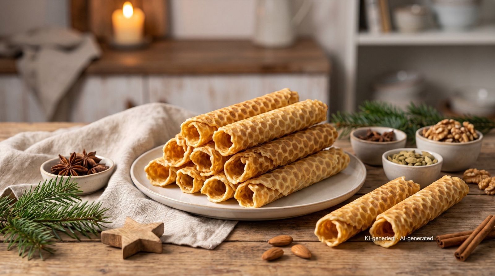 Ostfriesische Neujahrskuchen (East Frisian New Year wafer rolls)