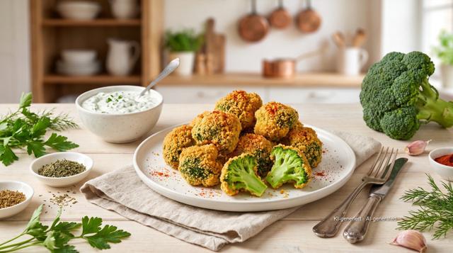 Breaded broccoli florets from the air fryer