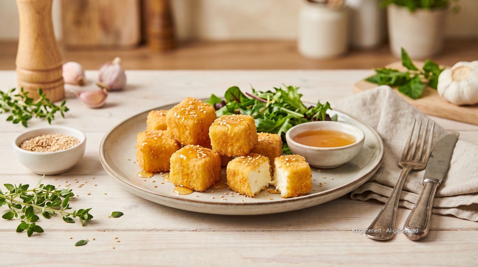 Panierter Schafskäse aus der Heißluftfritteuse