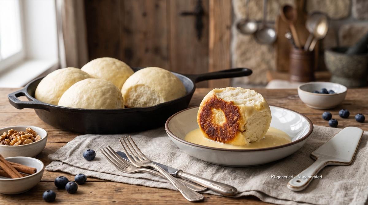Pfälzer Dampfnudeln (Palatinate steamed yeast dumplings) – Recipe and image AI-created, editorially reviewed