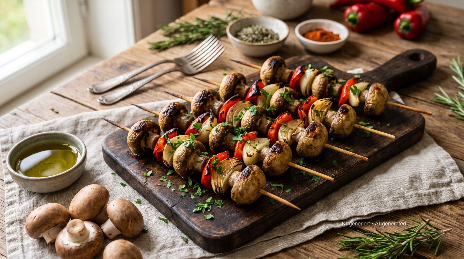 Paddenstoelenspiesjes uit de airfryer