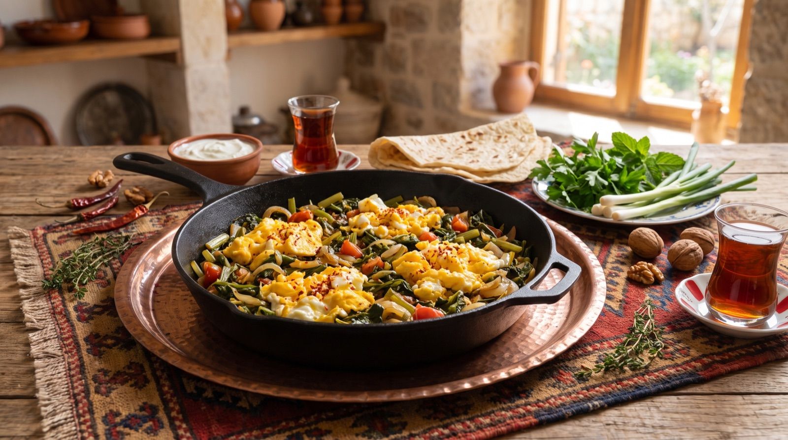 Pirpîne bi hêk — Portulak mit Zwiebel und Ei