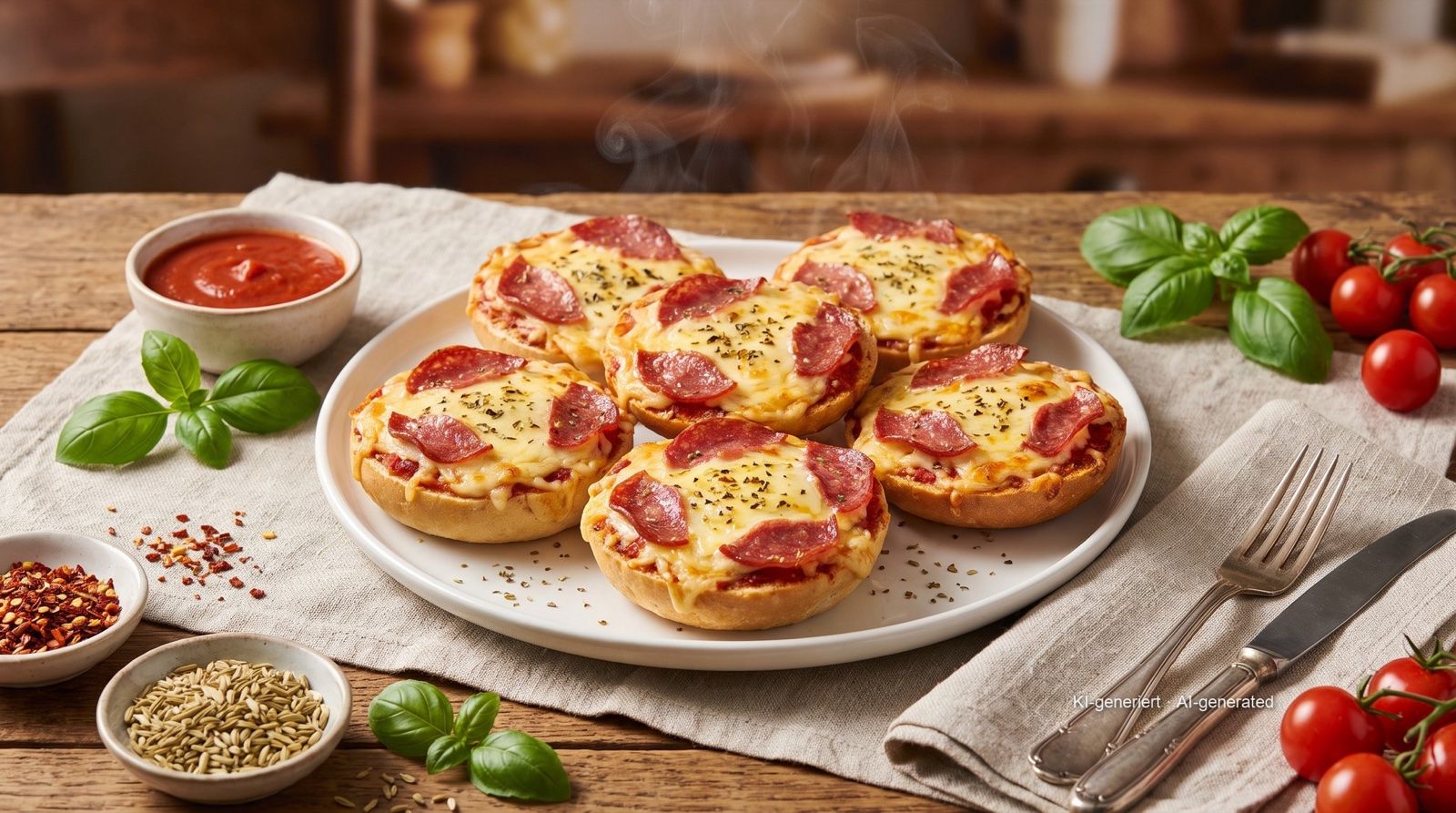Pizzabrötchen aus der Heißluftfritteuse