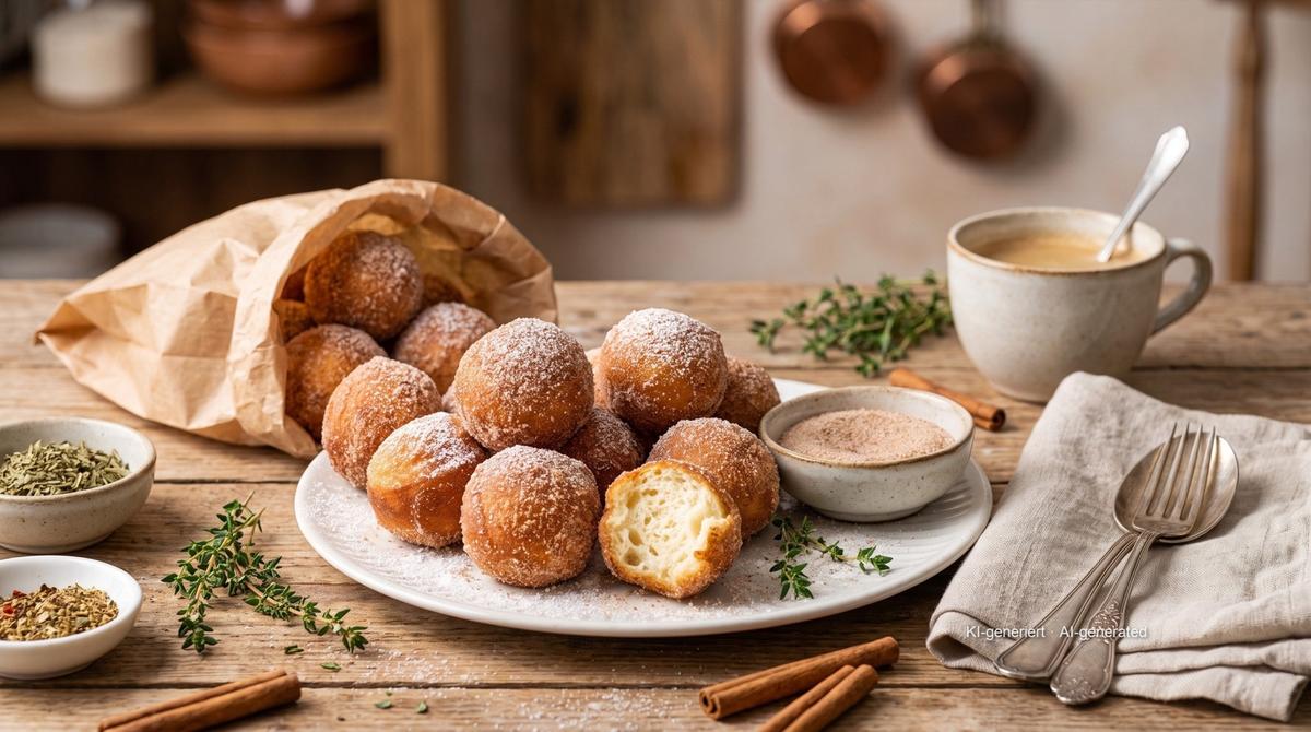 Tvarohové kuličky z horkovzdušné fritézy – Recept a obrázek vytvořeny pomocí AI, redakčně zkontrolovány