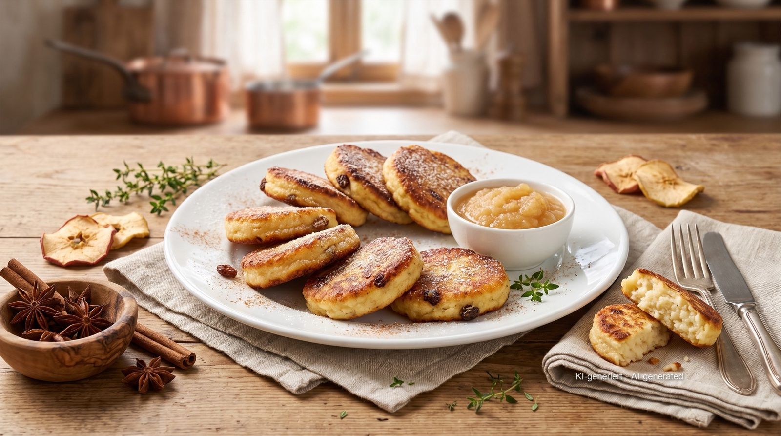 Quarkkeulchen (Saksische aardappel-kwarkkoekjes) uit de airfryer