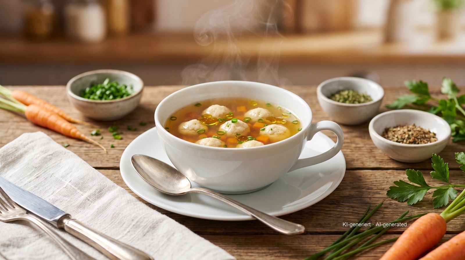 Runderbouillon met mergballetjes