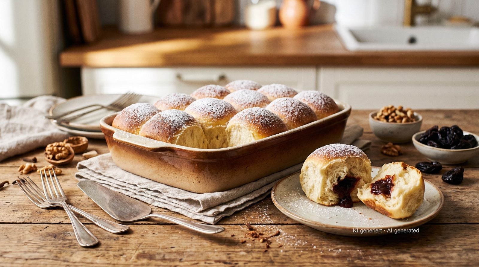 Rohrnudeln (Bavarian baked sweet yeast buns)