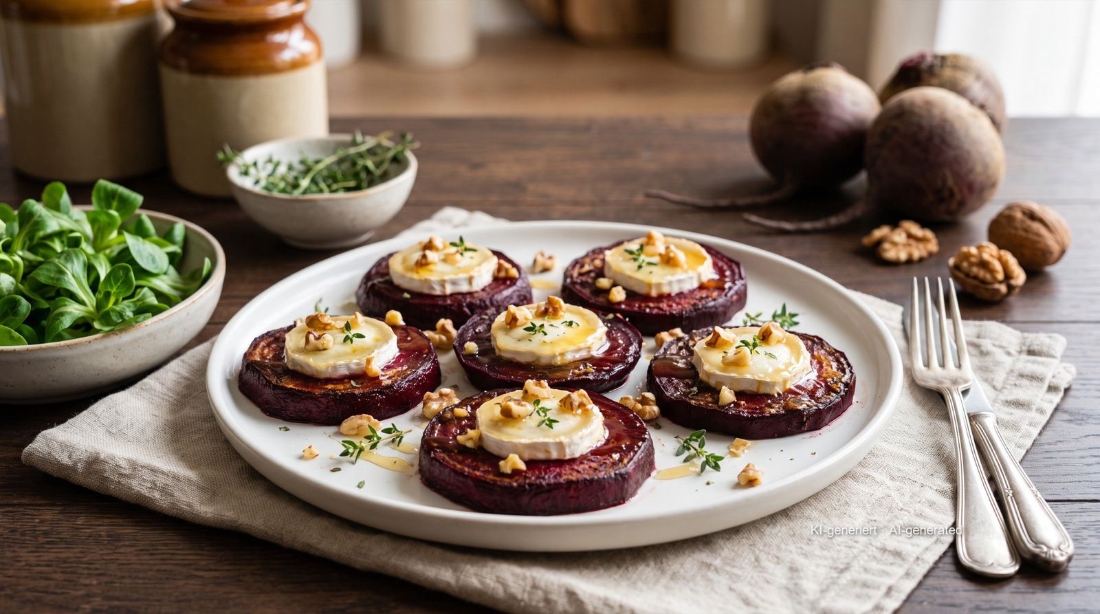 Rote Bete mit Ziegenkäse überbacken aus der Heißluftfritteuse