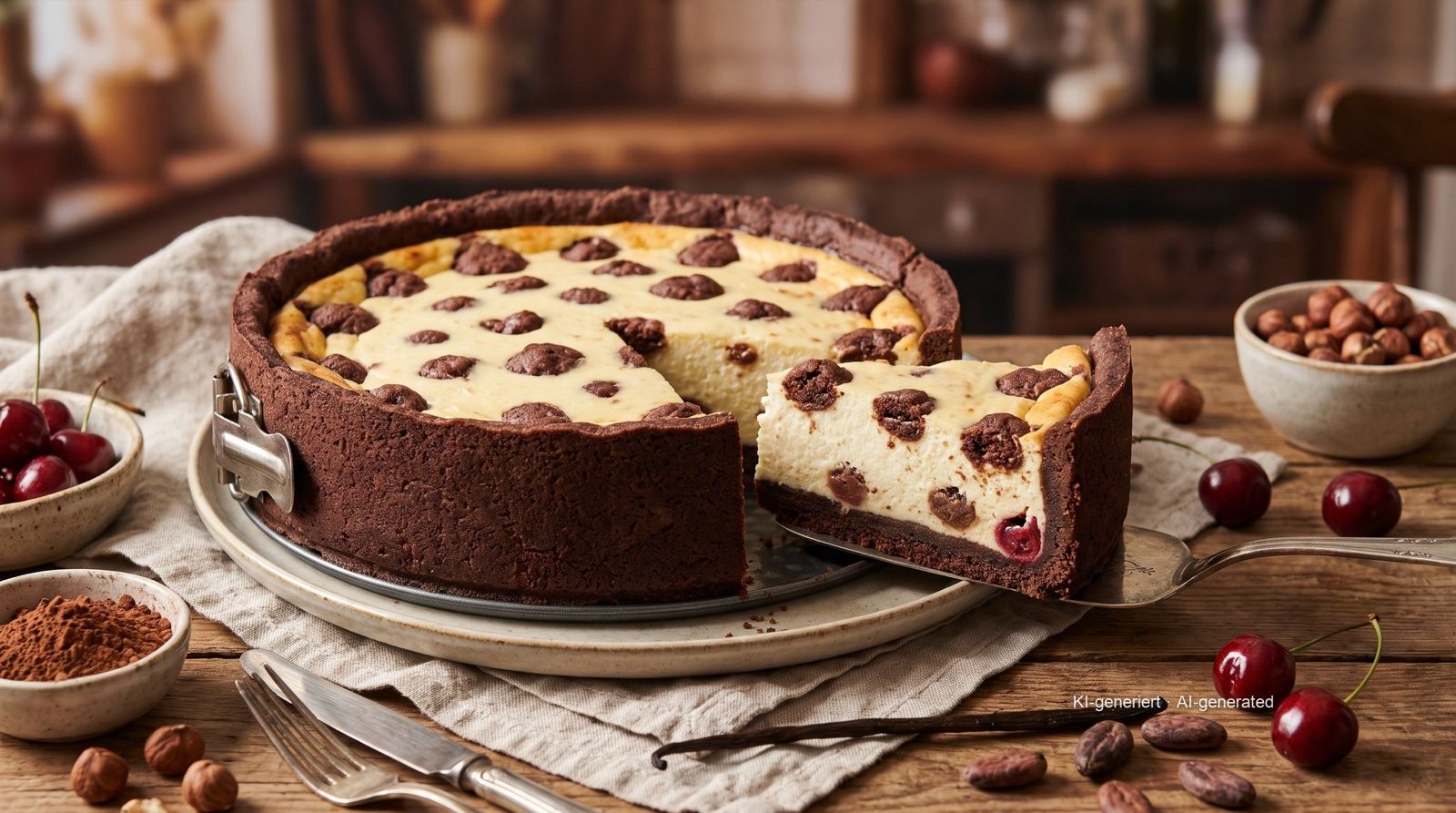 Russischer Zupfkuchen (tvarohový koláč s kakaovým těstem)