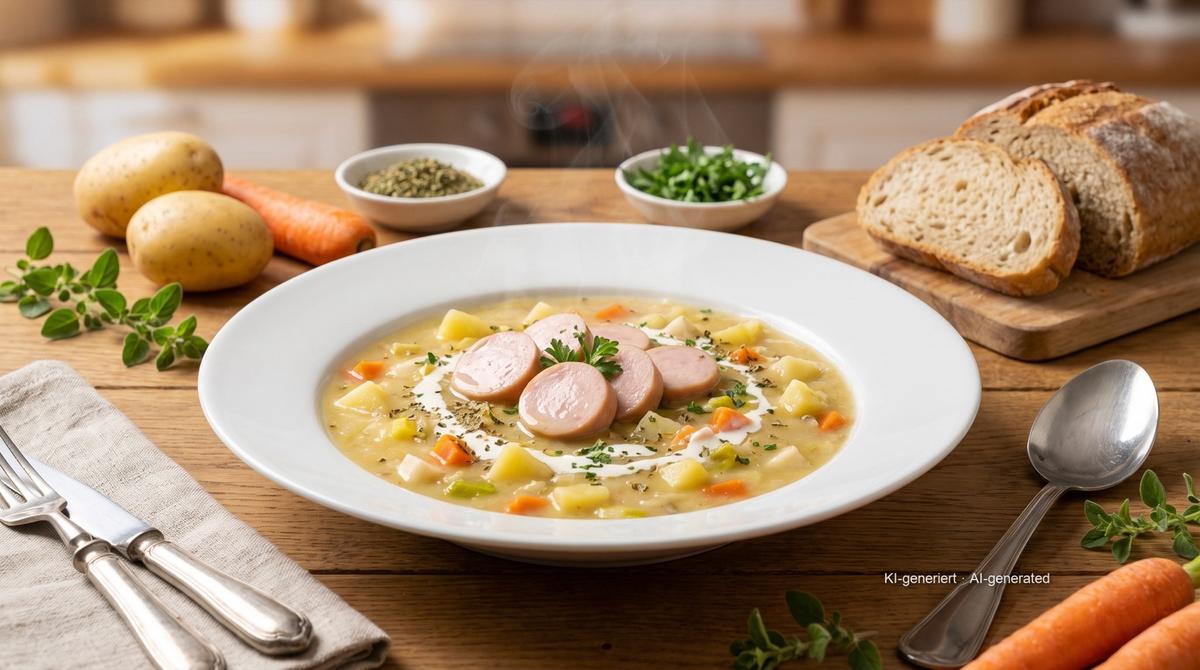 Saksische aardappelsoep – Recept en afbeelding gemaakt met AI, redactioneel gecontroleerd