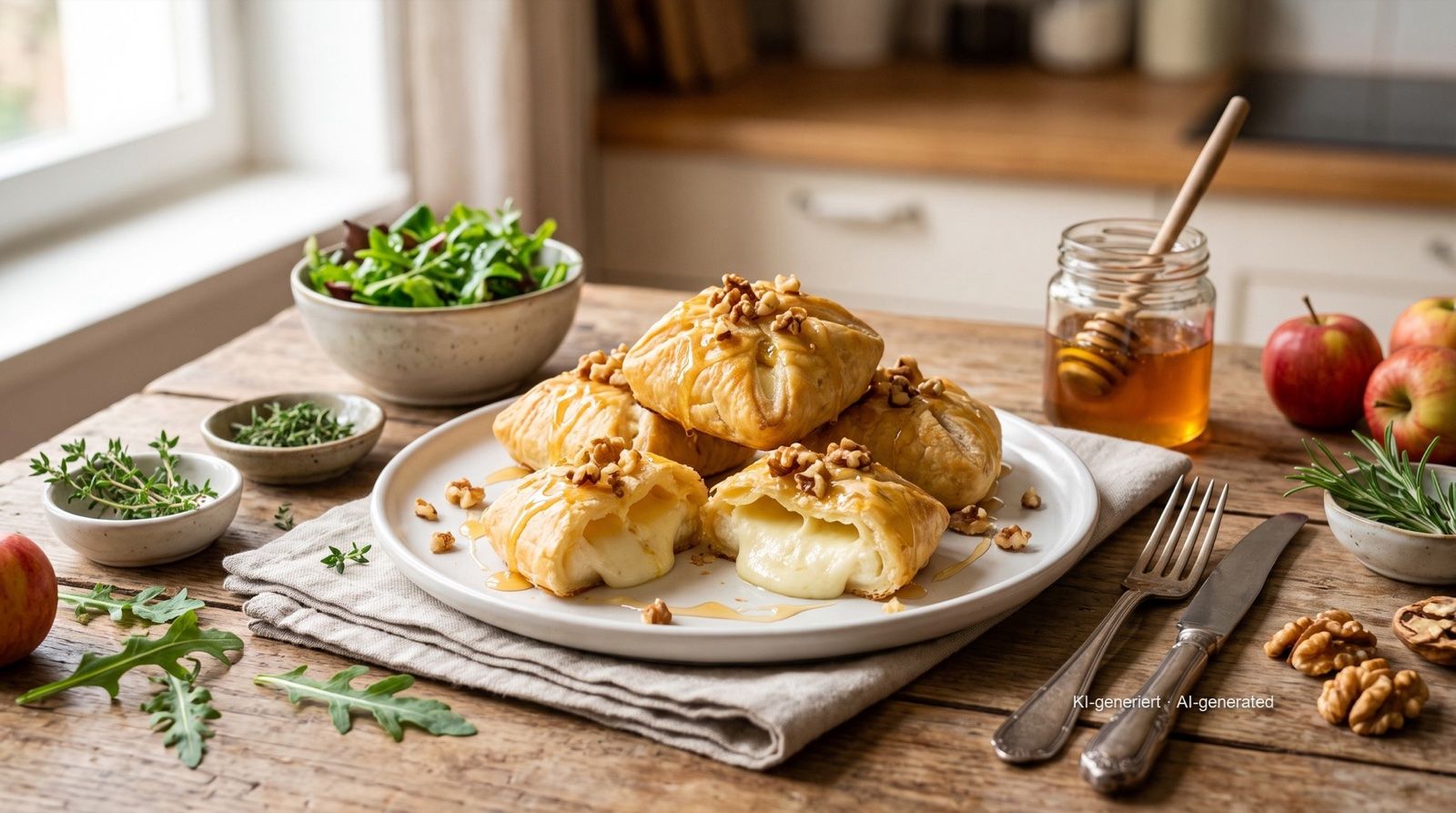 Schafskäse im Blätterteig mit Honig aus der Heißluftfritteuse