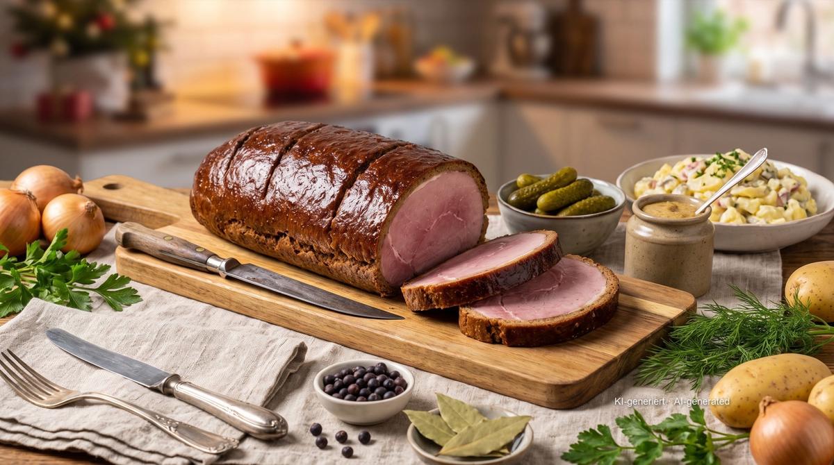 Šunka v chlebovém těstě – Recept a obrázek vytvořeny pomocí AI, redakčně zkontrolovány