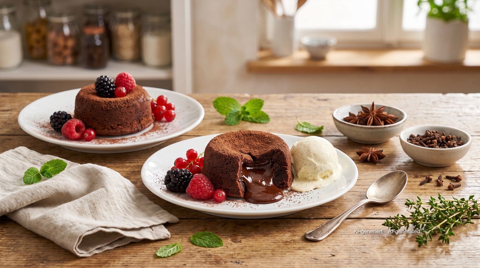 Chocoladetaartjes met een vloeibare kern uit de airfryer