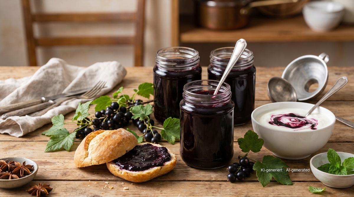 Schwarze Johannisbeerkonfitüre – Rezept und Bild mit KI erstellt, redaktionell geprüft