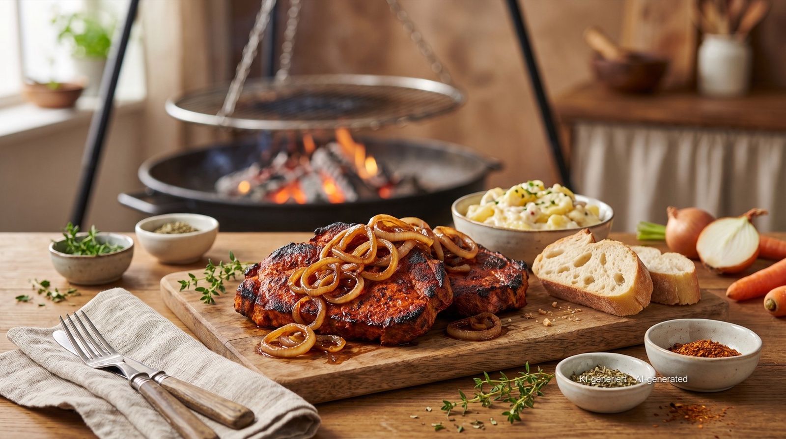 Schwenkbraten (Saarland swing-grilled pork steaks)