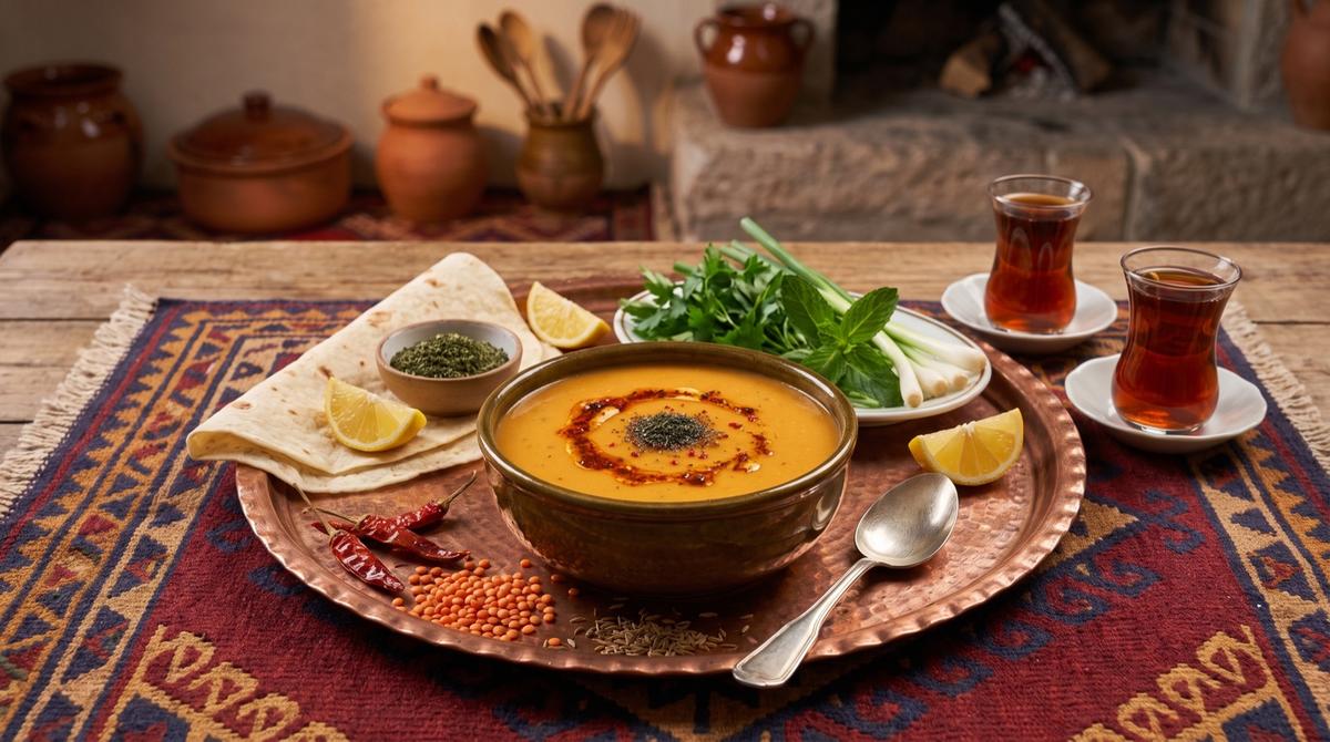 Şorbeya nîskê — rote Linsensuppe – Rezept und Bild mit KI erstellt, redaktionell geprüft