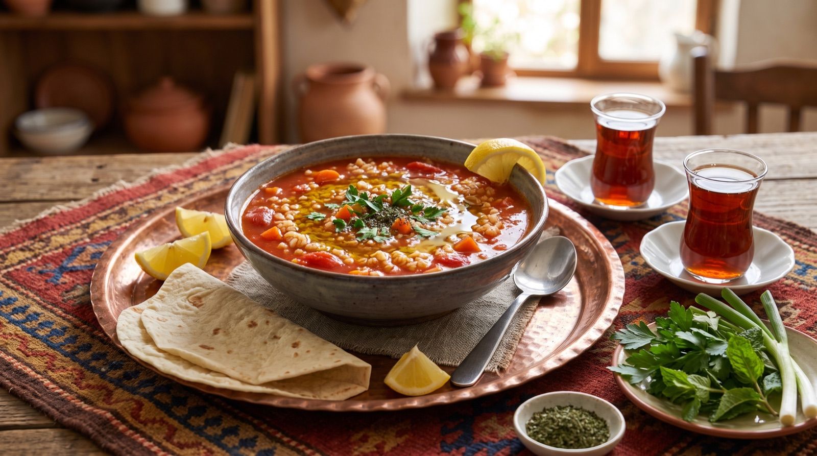 Şorbeya savarê — Bulgursuppe mit Tomate