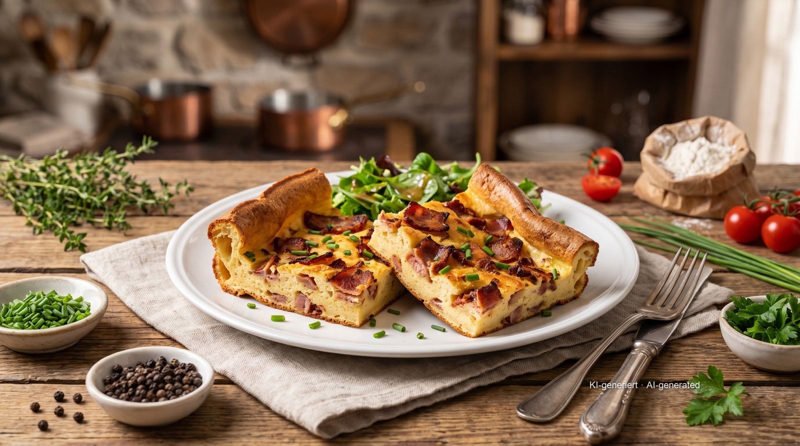 Palačinka se slaninou v malé formě z horkovzdušné fritézy