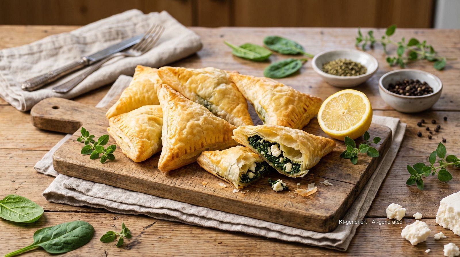 Puff Pastry Parcels with Spinach and Feta from the Airfryer