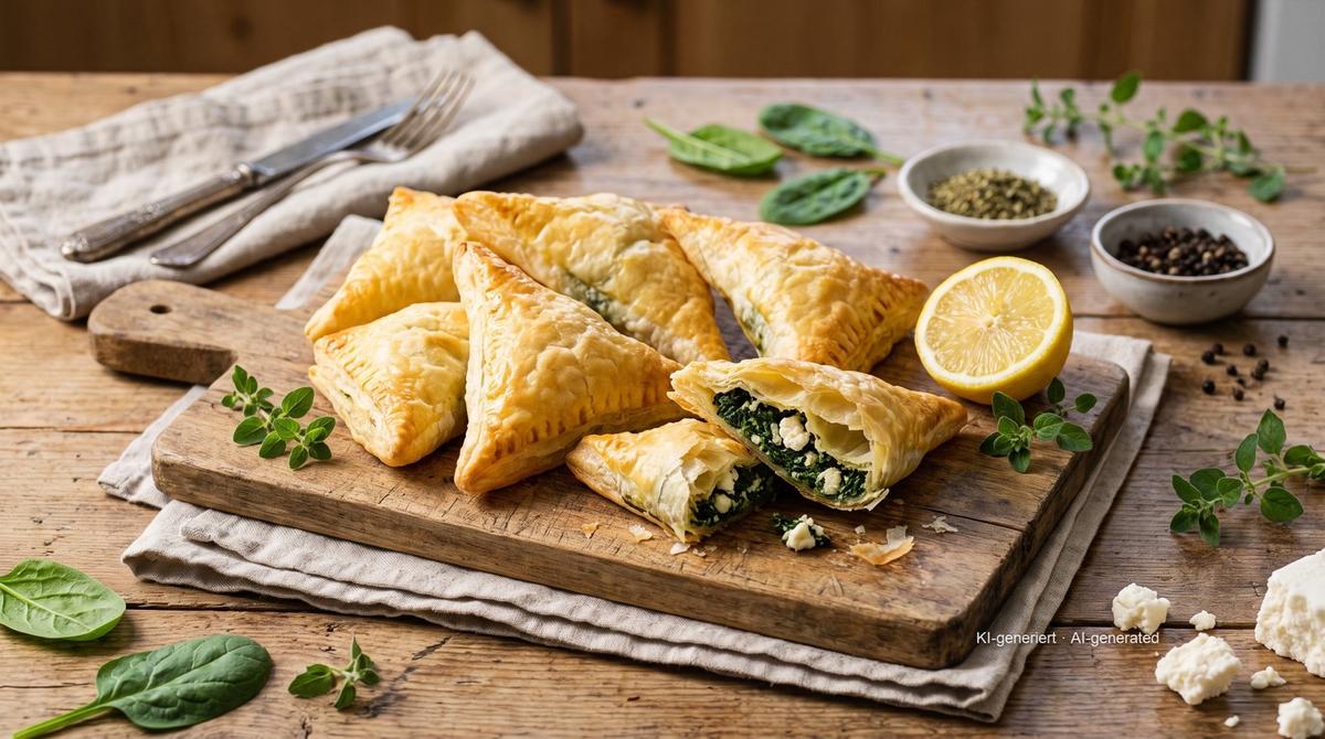 Puff Pastry Parcels with Spinach and Feta from the Airfryer – Recipe and image AI-created, editorially reviewed