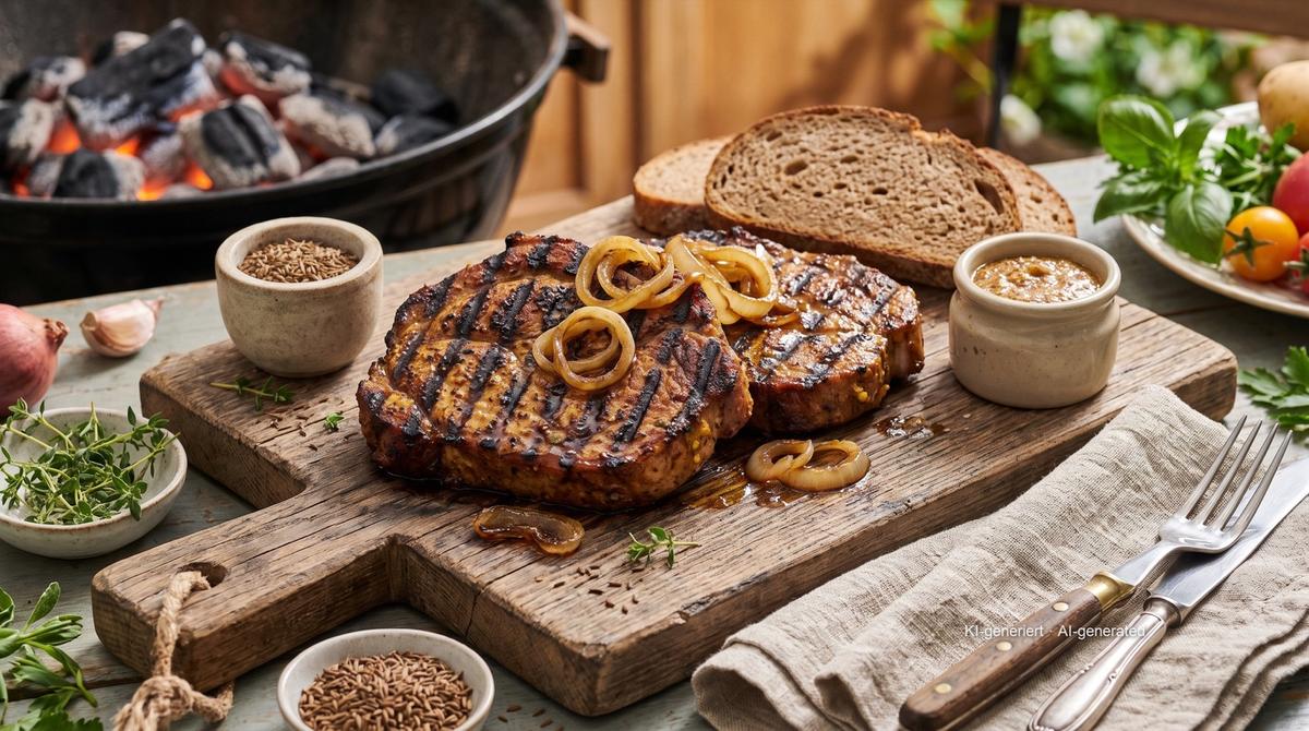 Thüringer Rostbrätel (Thuringian Marinated Grilled Pork) – Recipe and image AI-created, editorially reviewed