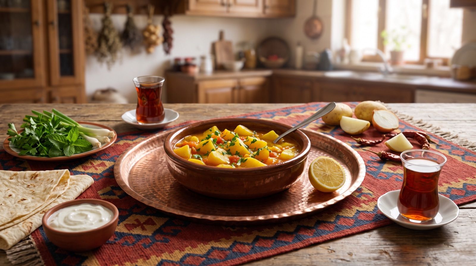 Tirşka patate — Kartoffel-Tomaten-Eintopf mit Kurkuma