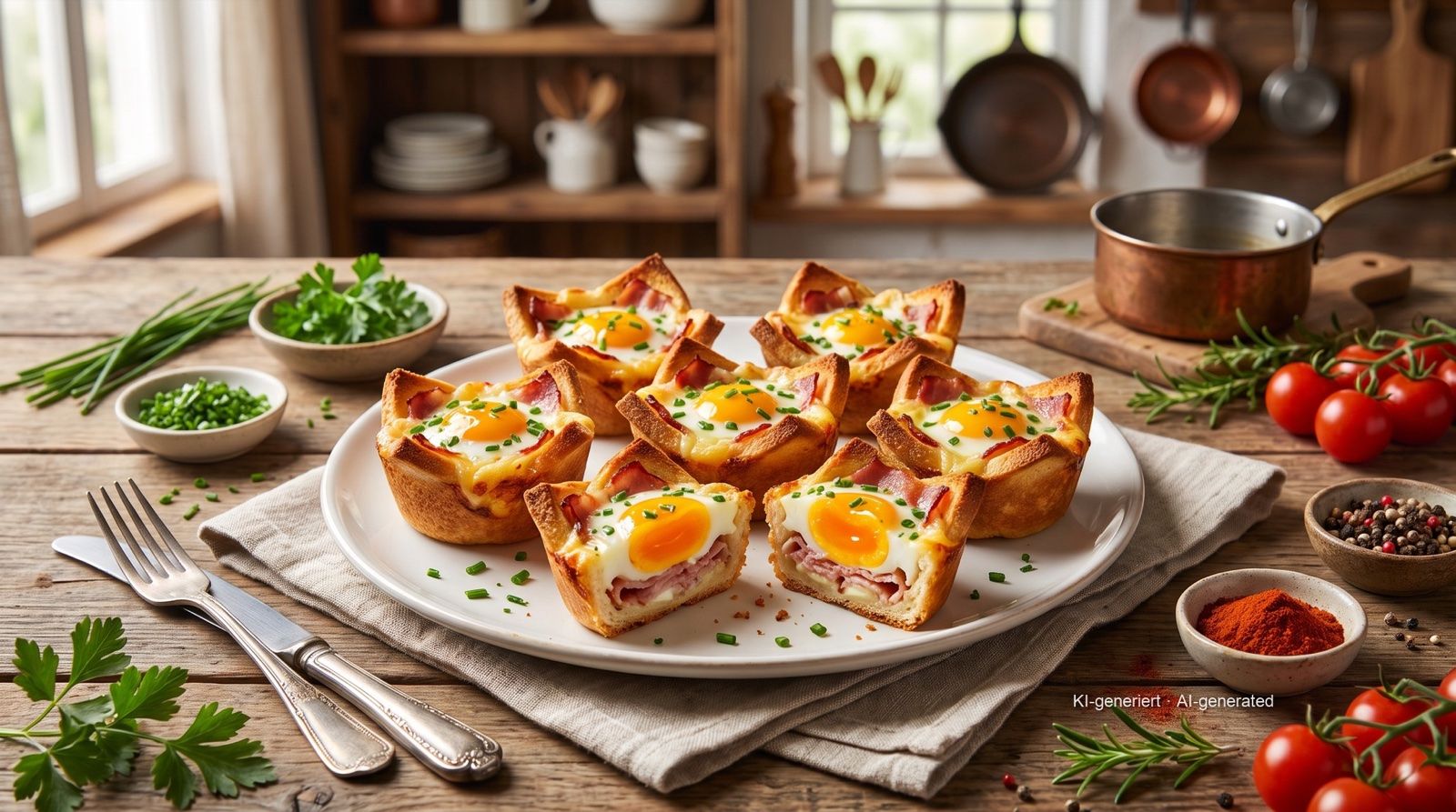 Toast-Muffins mit Ei und Speck aus der Heißluftfritteuse
