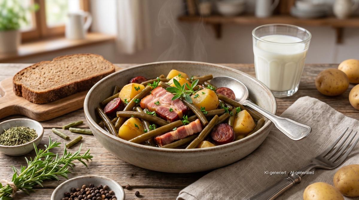 Updrögt Bohnen – Rezept und Bild mit KI erstellt, redaktionell geprüft