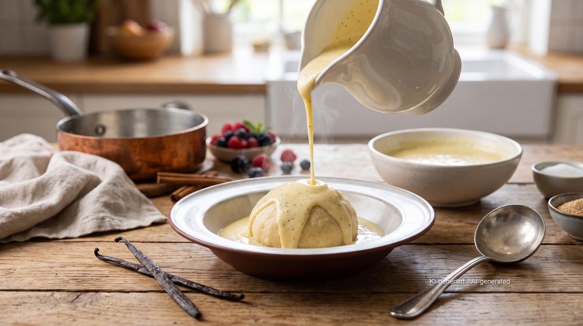 Vanillesauce — das Grundrezept – Rezept und Bild mit KI erstellt, redaktionell geprüft