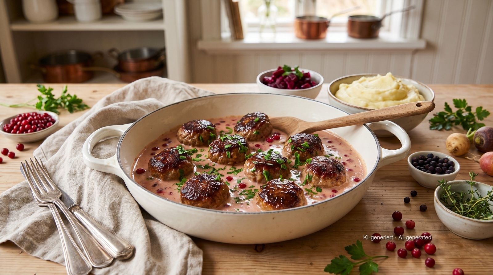 Wildhackbällchen mit Preiselbeersauce