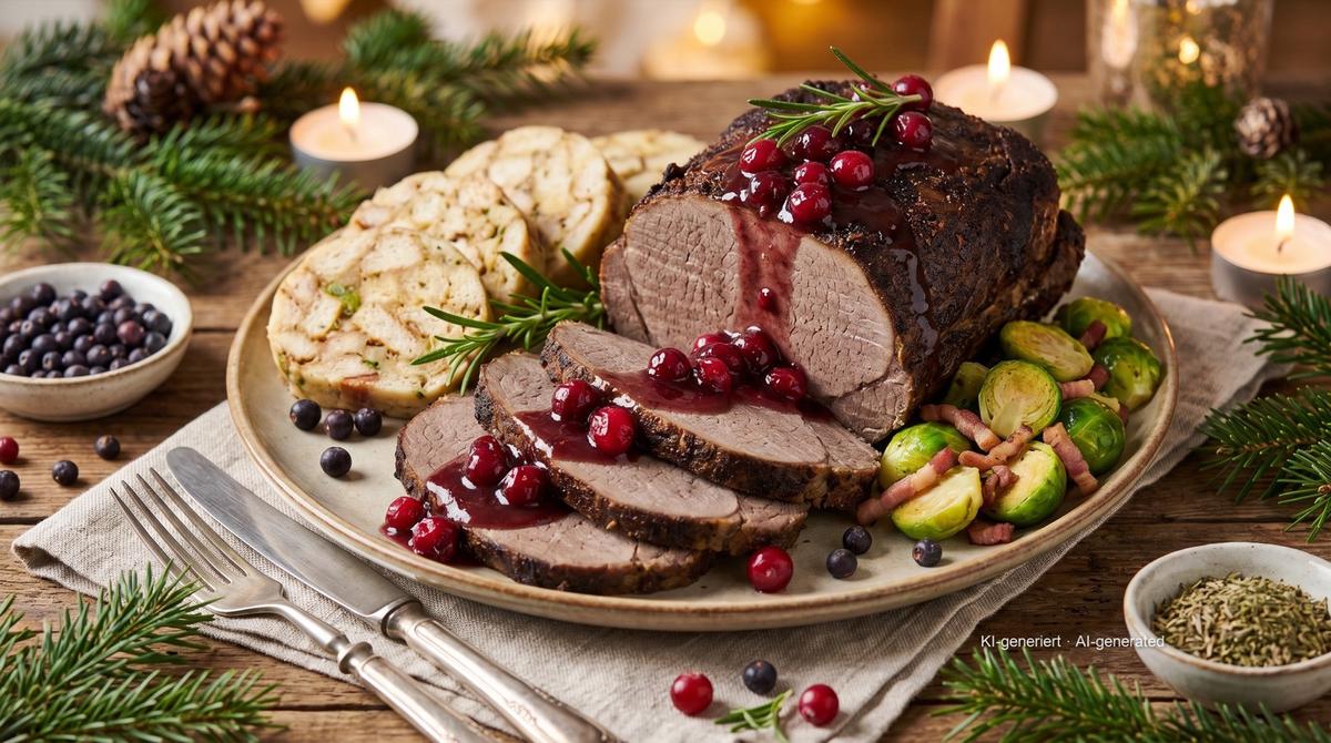 Wildschweinbraten in Rotweinsauce – Rezept und Bild mit KI erstellt, redaktionell geprüft
