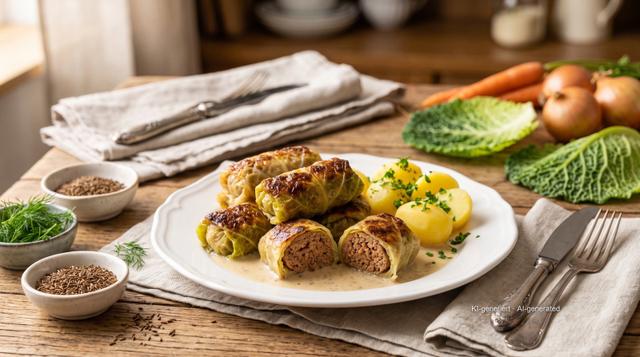 Wirsingröllchen mit Hackfleisch aus der Heißluftfritteuse