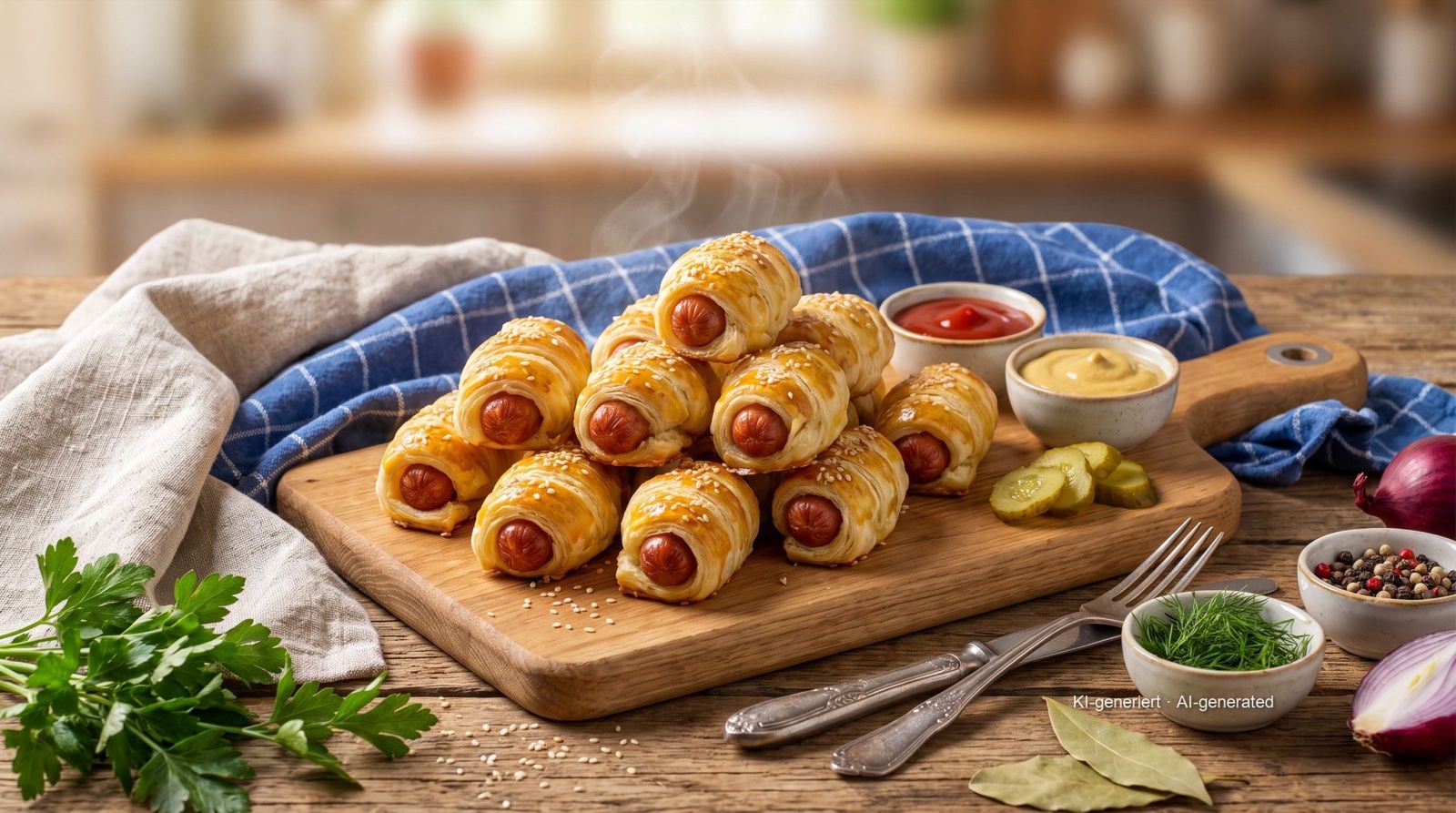 Würstchen im Blätterteig aus der Heißluftfritteuse