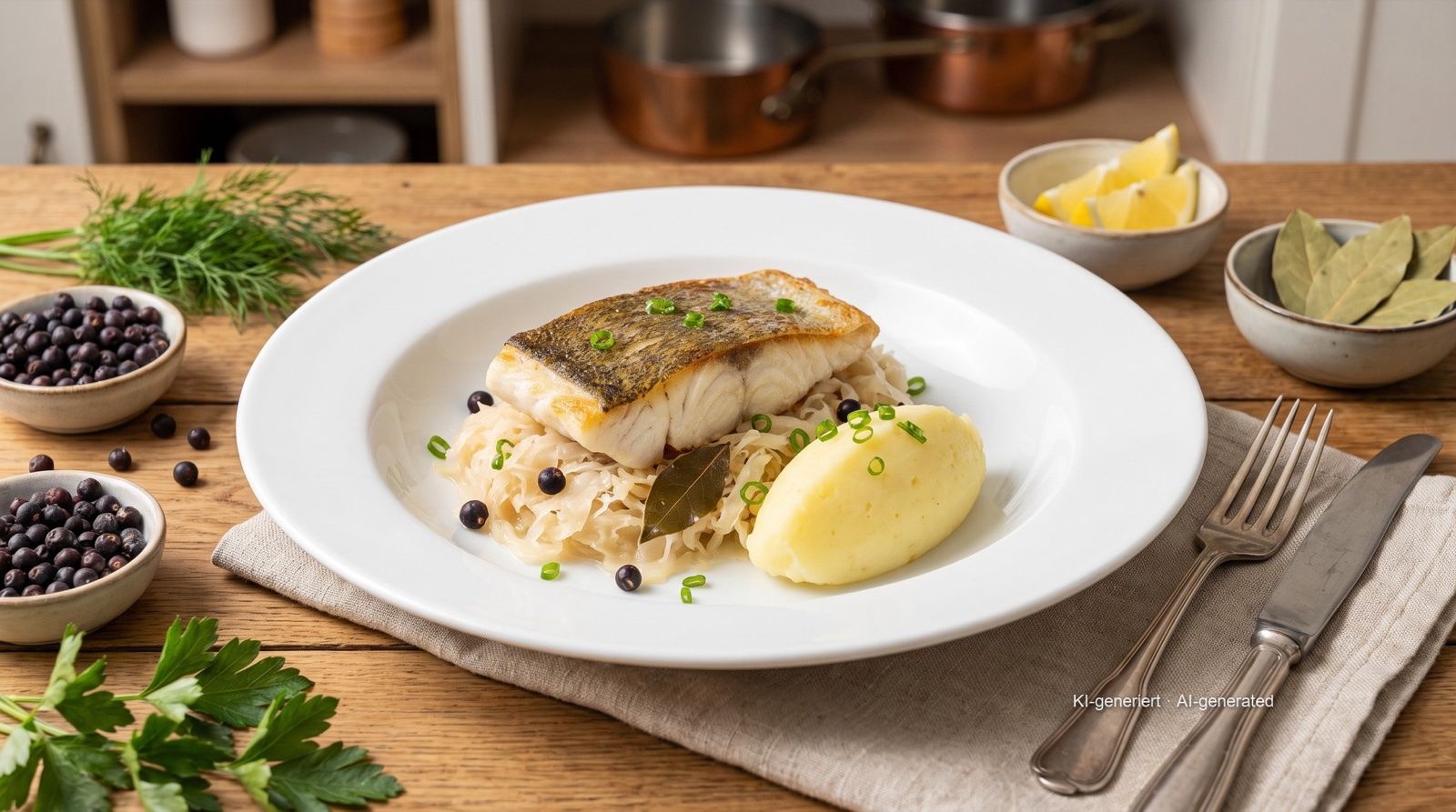 Zander auf Rahmsauerkraut