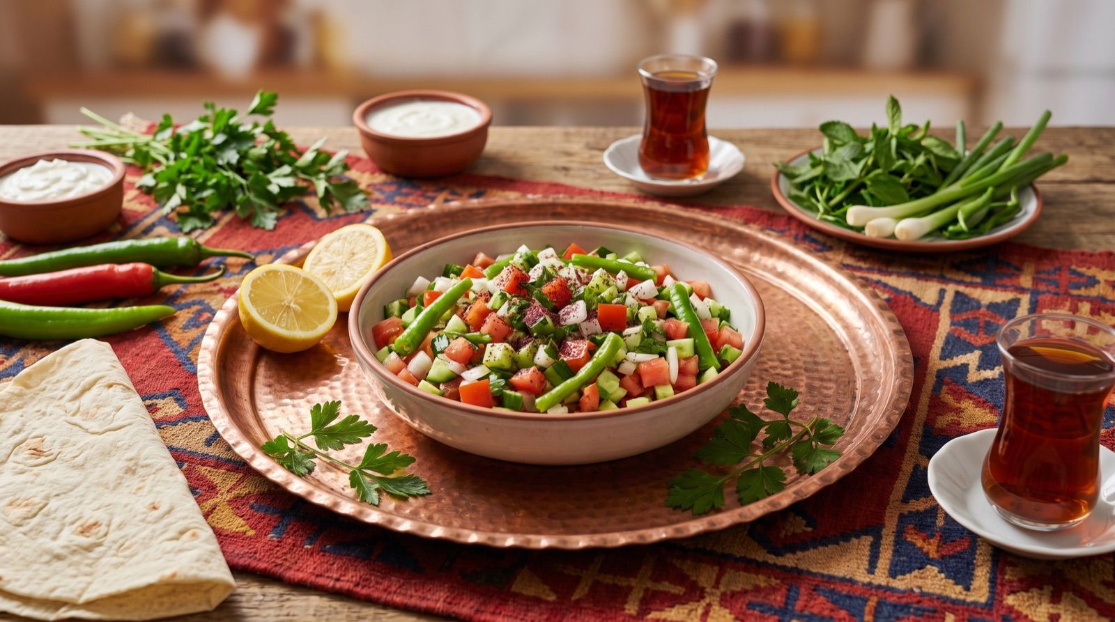 Zelateya kurdî — Tomaten-Gurken-Zwiebel-Salat mit Sumach