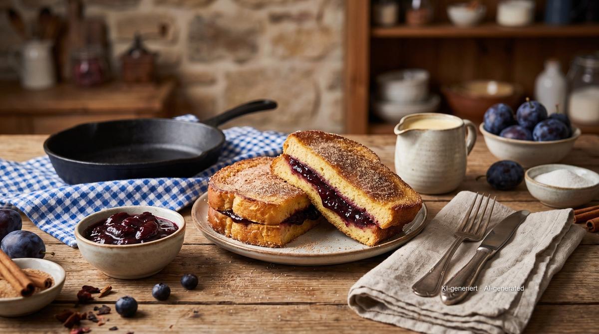 Zwetschgenbavesen – Rezept und Bild mit KI erstellt, redaktionell geprüft