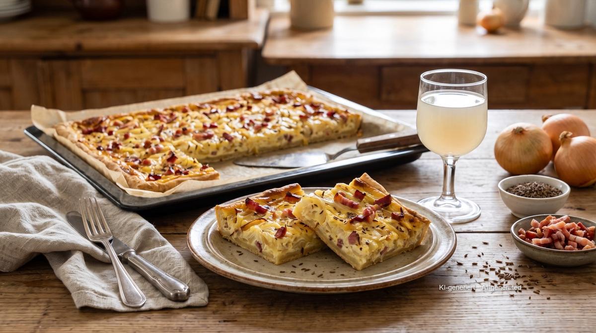 Zwiebelkuchen – Rezept und Bild mit KI erstellt, redaktionell geprüft