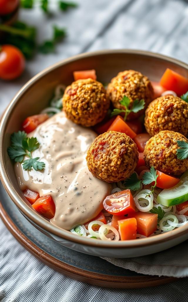 Falafel-Bowl mit Tahini-Dressing